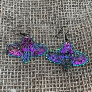 Nwt Handmade Moth Earrings